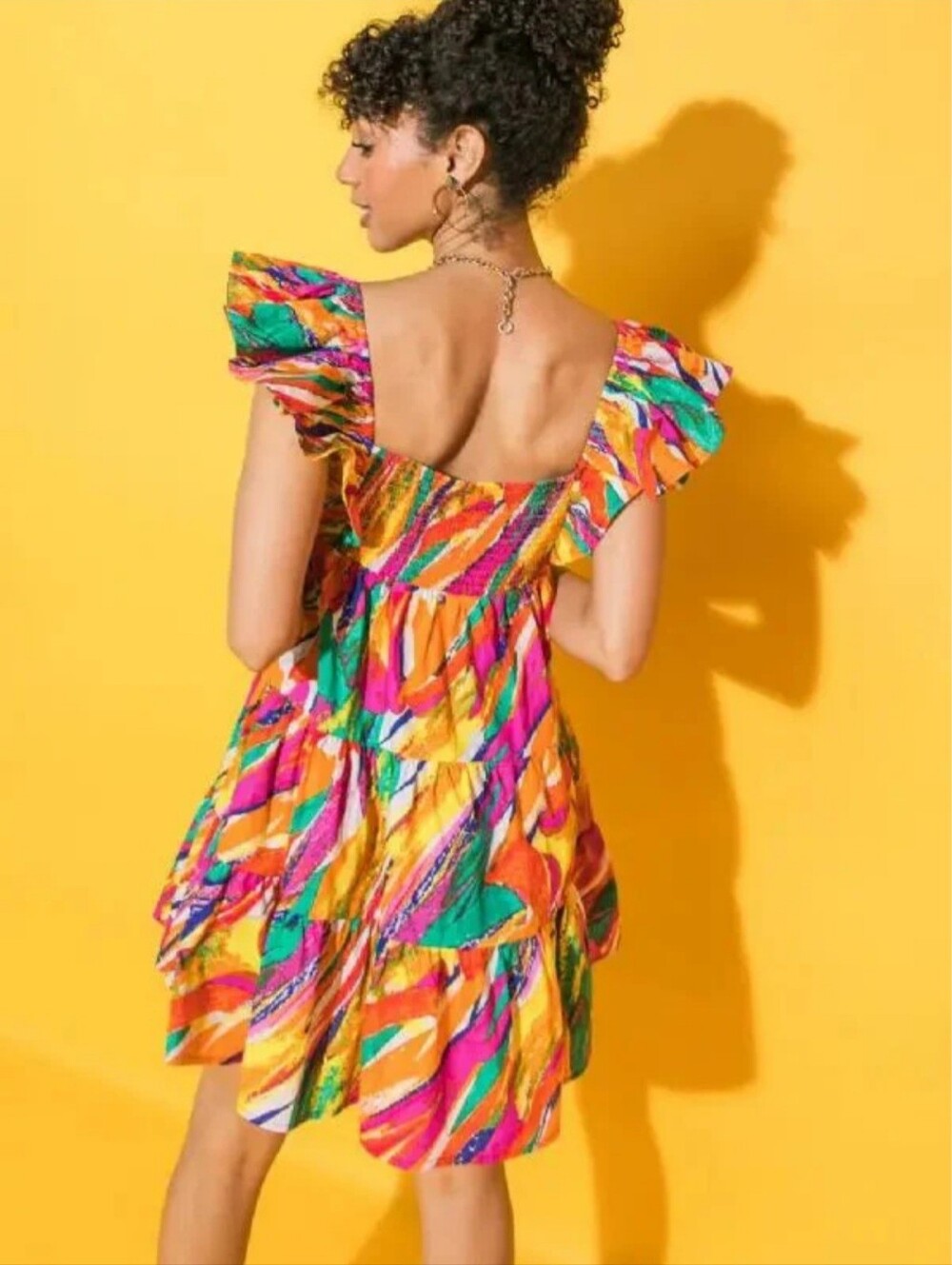 NWT Flying Tomato "View From The Meadow" Rainbow Colored Poplin Dress - Picture 2 of 8